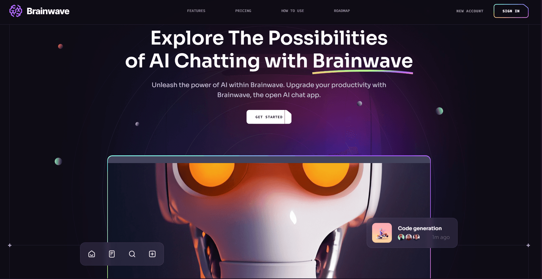 AI landing page Dark Theme
